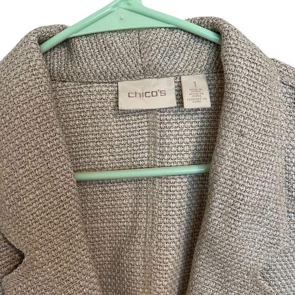 Chicos Tan Zipper Pocket Blazer size 1 Workwear Chic - Picture 3 of 10